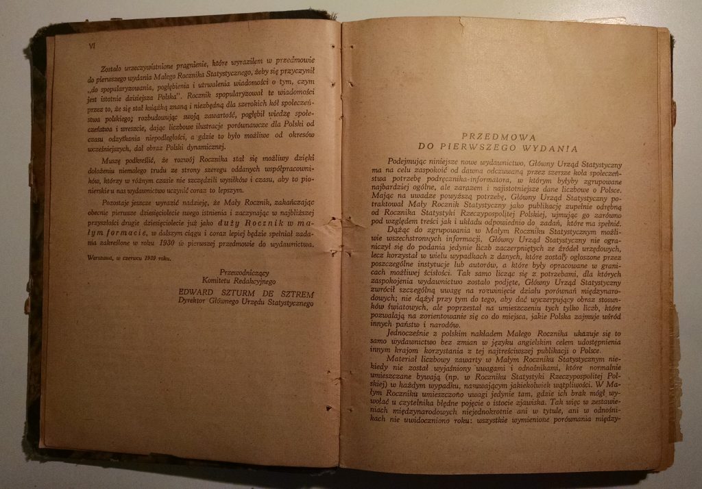 Second page of foreword to my grandfather's copy of the 1939 Concise Statistical Year-Book of Poland